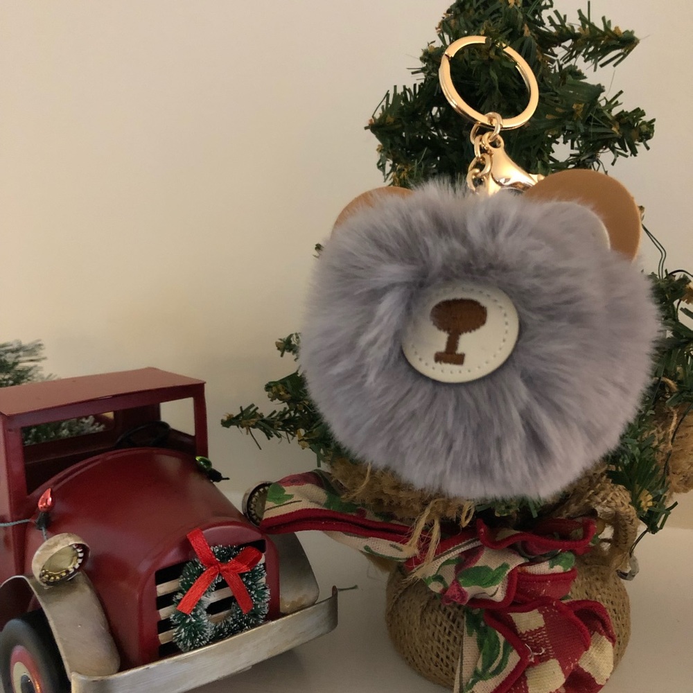 🐻 Teddy Bear Pom Pom Keychain